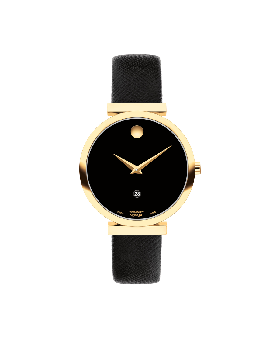 Museum Classic watch with black strap and dial - Movado