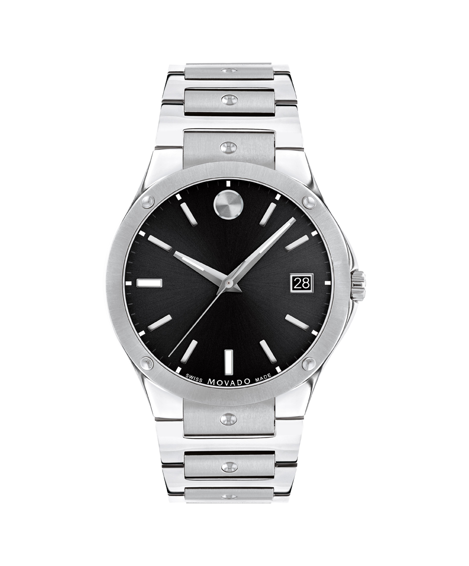 Movado SE Stainless Steel Watch With Black Dial - Movado