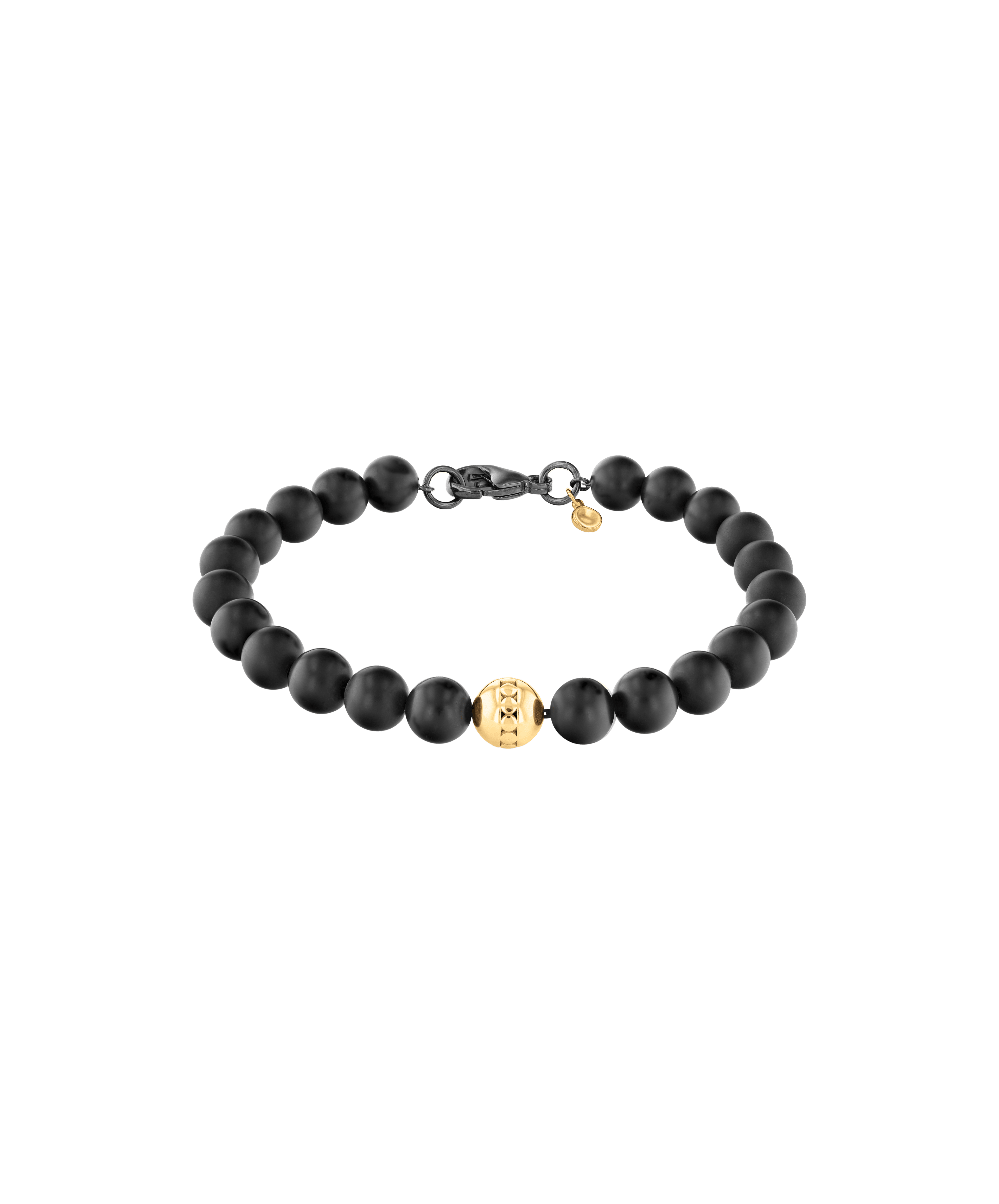 Movado | Movado Men's Black Onyx Beaded Bracelet With Gold Signature Bead-sonthuy.vn